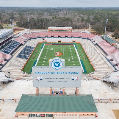 Stadium from overhead on Game Day